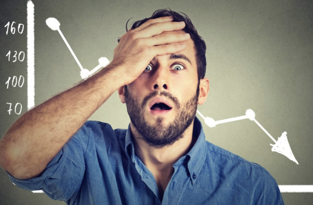Man reaction to falling graph 